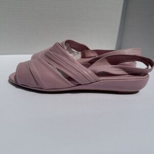 Vintage GLORIA VANDERBILT pink Leather BALLET FLATS open toe Shoes sandals‎ 7M